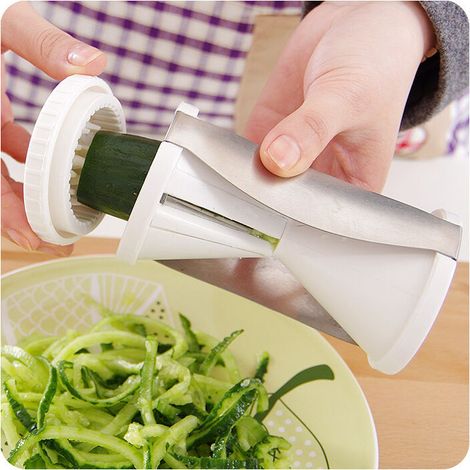 1 Pièce coupe Légumes en Spirale Spiraliseur - Spaghettis de Spiralizer Manuel Multifonction pour Nouilles, Carotte, Concombre, Courgette Slicer Maker, éplucheur d'asperges(blanc) (1/5)