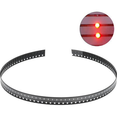 100 diodes LED SMD, composants électroniques haute résistance, minuscules et basse tension pour circuits imprimés DIY (rouge) (1/5)