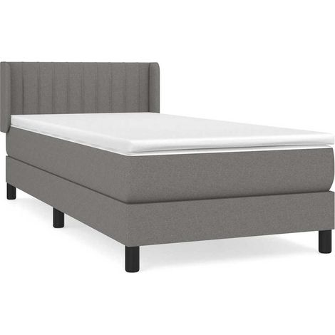 Lit complet avec matelas à ressorts ensachés et surmatelas tissu gris foncé 90 x 200 cm, 44.57kg (1/5)