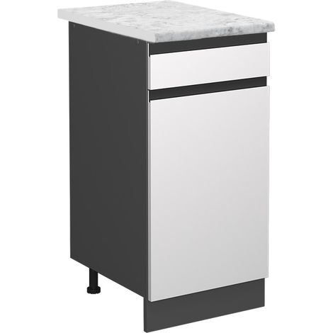 Mueble bajo de cocina R-Line, Blanco, 40 cm ET Mármol, Vicco
