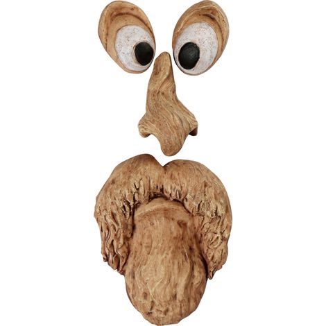 Sculpture fantaisiste représentant un vieil homme au visage de fantôme, idéale pour décorer un arbre pendant les fêtes de Pâques, Halloween ou un jardin extérieur. (1/5)