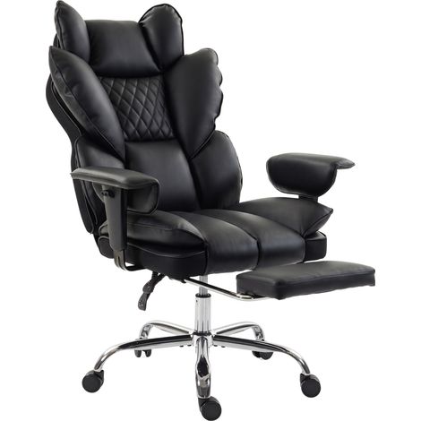 Fauteuil direction simili-cuir charge 180 kg grand siège ressorts ensachés fonction inclinable noir (1/4)