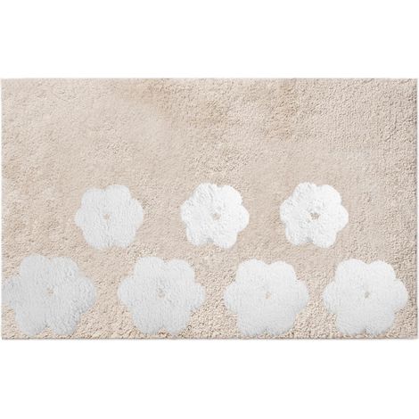 Tappetino bagno 100% cotone fiori beigeantiscivolo cm50x80x2 (1/3)