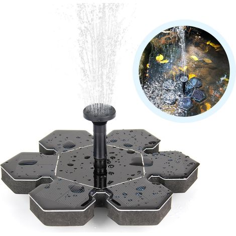 Fontaine flottante pour bassins, alimentée à l'énergie solaire et équipée de panneaux solaires en verre, fontaine solaire monocristalline de 1,5 W avec des jets d'eau uniques pour les bains d'oiseaux 