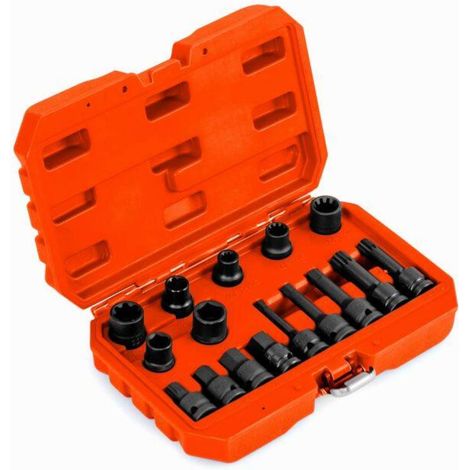 Coffret douilles étrier de frein 16 pièces, entraînement 1/2", acier CR-V/CR-MO, pour atelier auto (1/5)