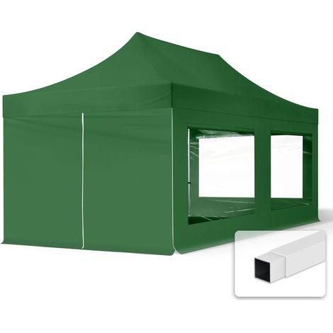 TOOLPORT 3x6 m Pop up Gazebo incl. 4 side panels with steel frame for instant shelter green