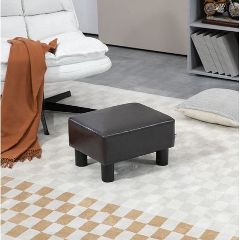 Pouf repose-pieds rectangulaire en similicuir, 40 x 30 x 24 cm, marron, HAVRYA (1/5)