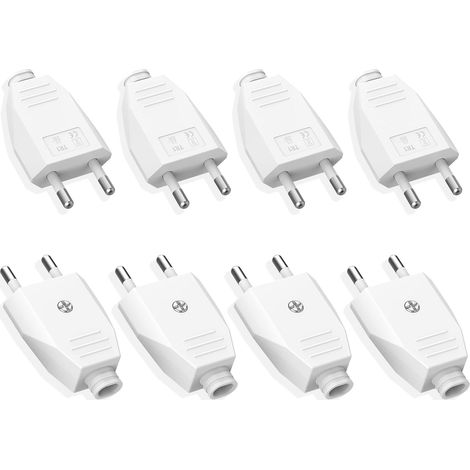 8 Pièces Prise Electrique Male, Fiche Male Prise Electrique 250V 2.5A, Fiche électrique Male, Fiche Euro Schuko Fiche D'alimentation Domestique Décorative à Encastrer ou à Remplacer, Prise Electrique (1/5)