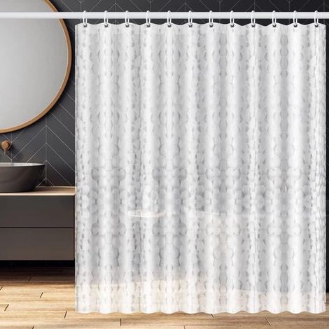 Cortina de ducha de EVA impermeable con estampado de cubos 3D de 180x200 cm y 12 anillas.