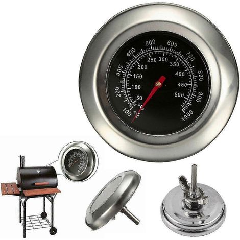 Thermomètre de barbecue en acier inoxydable 50500°C, compatible avec les couvercles de barbecue à gaz, type analogique. (1/5)