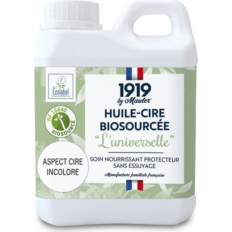 Huile-cire biosourcée, protège et patine - 0,5L Aspect Cire teinte Naturel - Ecolabel - Huile-cire L'Universelle 1919 by Mauler