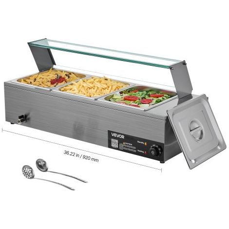 Chauffe-Plat Électrique à Vapeur 1500 W Buffet Chauffant en Inox (1/5)