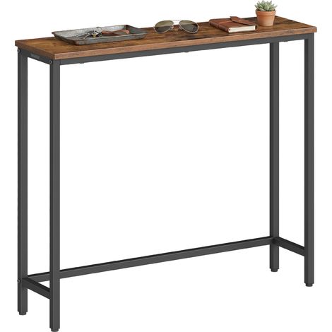VASAGLE Tavolo Consolle, Tavolo da Ingresso, Piano in un Unico Pezzo, per Corridoio, Camera da Letto, Soggiorno, 1 Ripiano, 20 x 80 x 81,2 cm, Marrone Vintage e Nero Inchiostro LNT035KD01 (1/5)