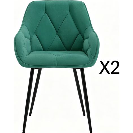 Set mit 2 Esszimmerstühlen aus türkisfarbenem Samt mit ergonomischer Rückenlehne (1/5)