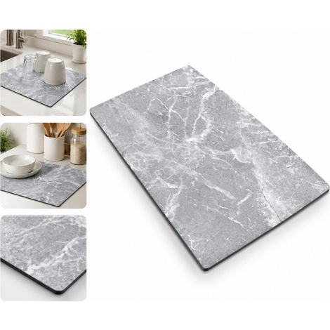 1 Pièce Tapis Absorbant en Diatomite Aspect Marbre Antidérapant 20 x 30 cm 0,1 kg Cuisine Table Lavabo Salle de Bain Vaisselle (1/5)