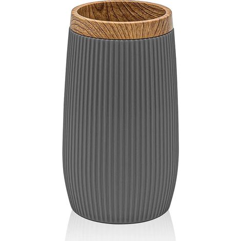 Porta spazzolini da denti Grigio dettagli effetto legno Blob (1/4)