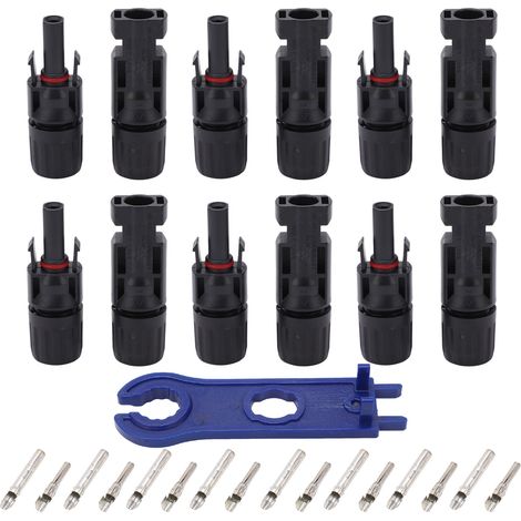 Jeffergarden Conector fotovoltaico solar MC4 (12 unidades), conector macho/hembra, IP67, cobre estañado, kit de conectores macho/hembra para industria, 1000 V, 30 A