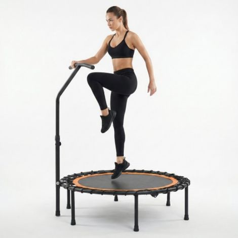Trampoline de fitness noir et orange pour salle de sport et usage domestique, entraînement à domicile compact 100x100x119cm (1/5)