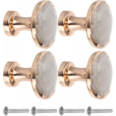 Set of 4 decorative round knobs for wardrobe, chest of drawers, drawer, cabinet (white, amber) (1/3)
