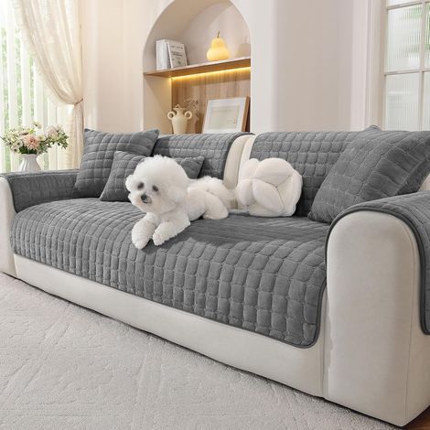 Non-Slip Velvet Sofa Cover 70x90cm Protective Fabric for Living Room Dark Grey (1/5)