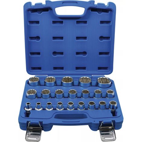 Coffret de douilles bgs 12 pans chrome vanadium de 8 à 36 mm carre 1/2 (1/4)