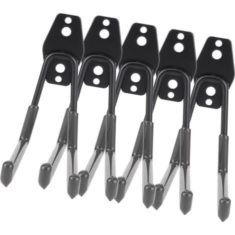 Lot de 5 crochets muraux de garage pour rangement et organisation d'outils électriques, cordes, pelles, vélos, tuyaux d'arrosage (noir) (1/5)