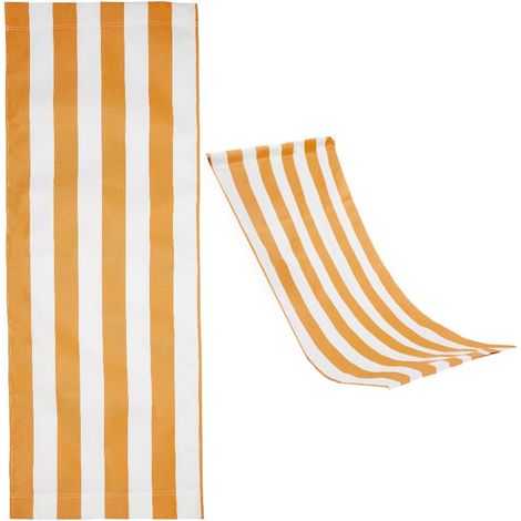 Replacement Cotton Beach Chair Cover Yellow and White Stripes Chilienne Canvas Fabric Reclining Replacement for Garden Yard Beach Relaxation (1/5)