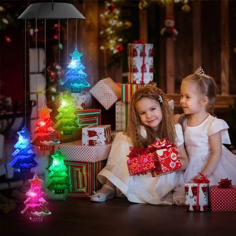 Carillon Lumineux Solaire Extérieur avec LED Multicolores Étanche pour Jardin Terrasse Décor Noël (1/5)