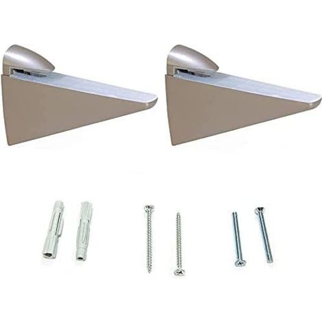Emuca Set di Reggimensole per ripiani in legno o vetro Halcon, Tecnoplastica e Zama, Verniciato nichel opaco (1/5)