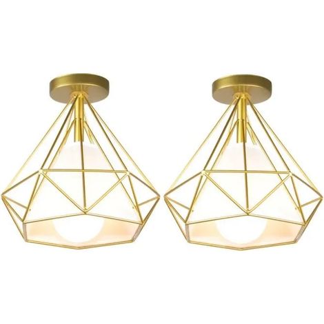 U-do E27 2 Lampe de plafonnier vintage Rétro or Plafonnier éclairage Industrielle en Métal 26cm (1/4)