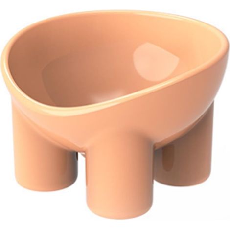 Erhöhter Futternapf, elefantenfußförmiger Halsschutz, abgewinkeltes Design, auslaufsicher, geruchloser Kunststoff, geeignet für Katzen und Hunde, Futter- und Wassernapf, ergonomischer Futternapf (rosa