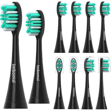 Lot de 10 têtes de brosse à dents Happybrush VIBE 3 - Ajustement parfait - Têtes de rechange - Compatibles avec les brosses à dents Eco VIBE 3 - Noir (1/5)