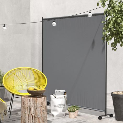 Paravent sur roulettes pour jardin, terrasse et balcon – Dimensions : 183 x 30 x 181 cm (L x l x H) – Gris (1/5)