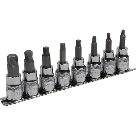 Sealey Premier Imperial Lock-On&trade Hex Socket Bit Set 3/8""Sq Drive 8pc AK65603