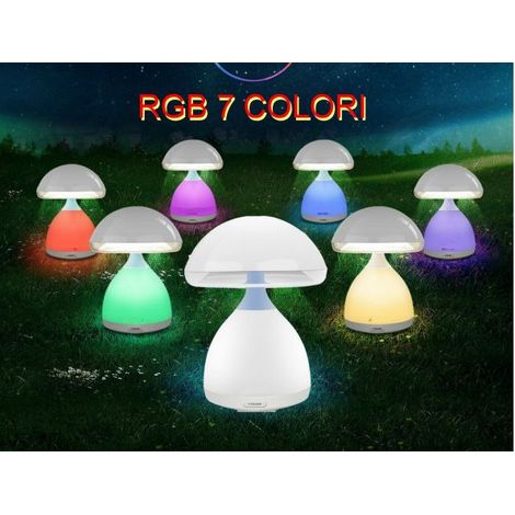 LAMPADA LED RGB A FUNGO COLORI CROMOTERAPIA TAVOLO COMODINO 7 COLORI SENZA FILI (1/5)