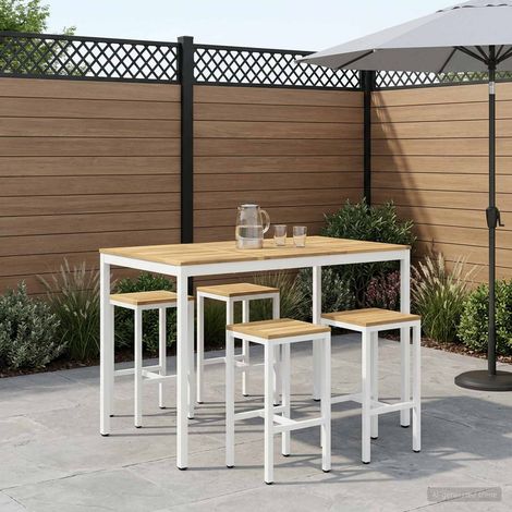 vidaXL Mesa de Bar para Jardín NAARDEN Blanco 147 x 88,5 x 105 cm (1/5)
