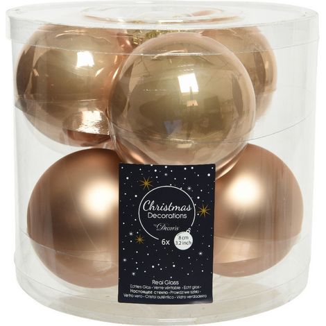 Boules de Noël à suspendre en verre 8 cm. Ensemble de 6