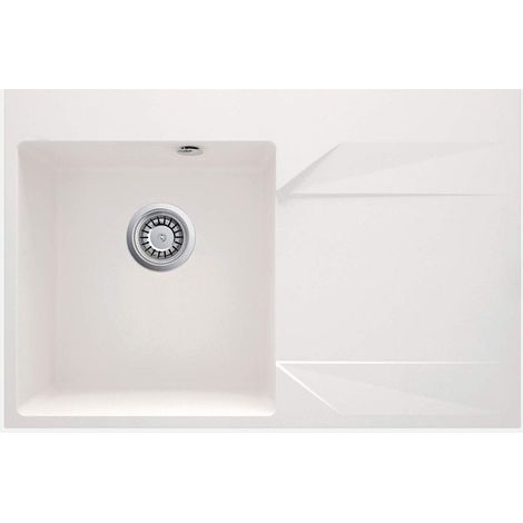 Lavello cucina in granito con 1 vasca e gocciolatoio a destra 76x50 cm alabastro - Kalo