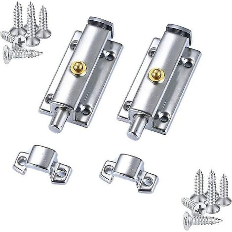 Serrure coulissante en acier inoxydable, serrure à cylindre en acier inoxydable pour portes et fenêtres de salle de bain, verrouillage par bouton à ressort, 10 cm (4 pouces)