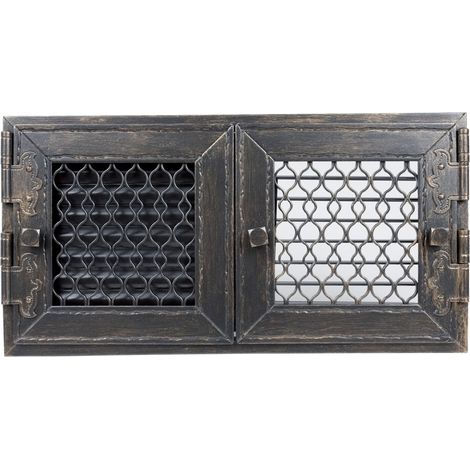 Kamin Ofen Lüftungsgitter Luft Luftgitter RETRO Graphit 24x46 cm Flügeltür (1/2)
