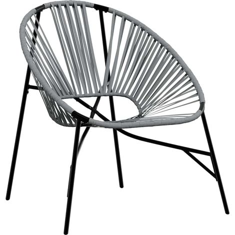 Maison Exclusive - Sedia da Uovo da Giardino in Polyrattan Nero e Grigio Chiaro