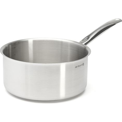Casserole inox 24 cm – Acier inoxydable AISI 304 – Fond sandwich compatible induction – Queue ergonomique – 4 L – De Buyer