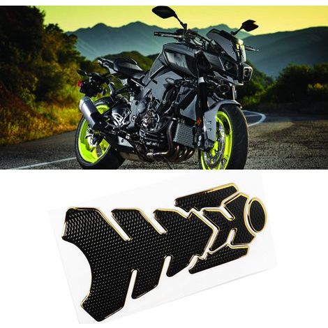 Adhesivo decorativo 3D para tanque de combustible de motocicleta Yamaha (Negro/Oro). (1/5)