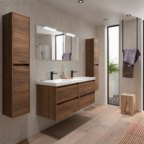 BALTIC Unterschrank 1400 4 Schubladen + Waschbecken Nussbaum (1/4)