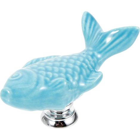 Bouton de Meuble en Céramique Poisson pour Tiroir et Armoire Design Unique, Installation Simple, Usage Maison Cuisine, Format Compact pour Mobilier (1/5)