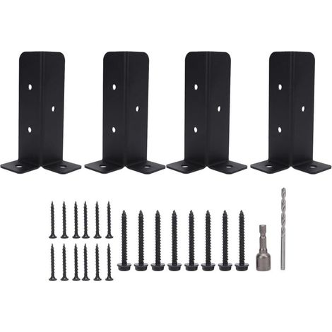 Hochleistungs-Pfostenankerhalterungen, 4er-Set, Montagesatz mit Metallbasis, Universalhalterungen für Terrassen-, Zaun- und Verandageländer, kompatibel mit Holzpfosten.