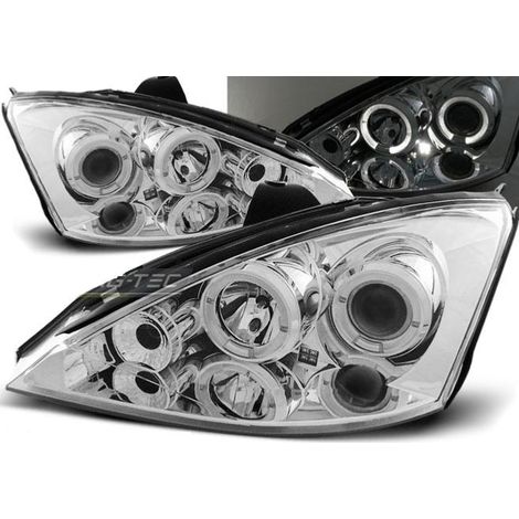 Paire de feux phares Ford Focus 98-01 angel eyes chrome-27361331 (1/2)