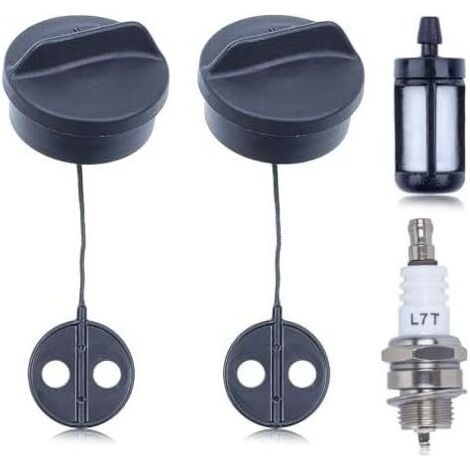 2 Pièces Bouchon de Réservoir pour Stihl FS38 FS45 FS55 FS56 FS80 FS81 FS85 FS88 FS120 Débroussailleuses, Essence avec Filtre à et Bougie d'Allumage Rechange - (1/5)