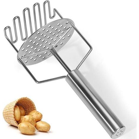 Manueller Kartoffelstampfer aus Edelstahl, zerkleinert Kartoffeln und Gemüse, professionelles Küchengerät, Obst- und Gemüsepresse, 1 Stück (1/5)