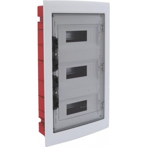 centralino da incasso 36 moduli con portello fumé e telaio estraibile, bianco, 460x500x80 mm, ideale per installazioni elettriche domestiche e professionali